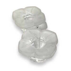 Pair Of Candle Holders Cristal J G Durand FRANCE 24%PBO 7.5cm X 4cm Daisy Frost